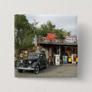 Route 66 General Store & Gas Station Vierkante Button 5,1 Cm
