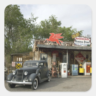 Route 66 General Store & Gas Station Vierkante Sticker