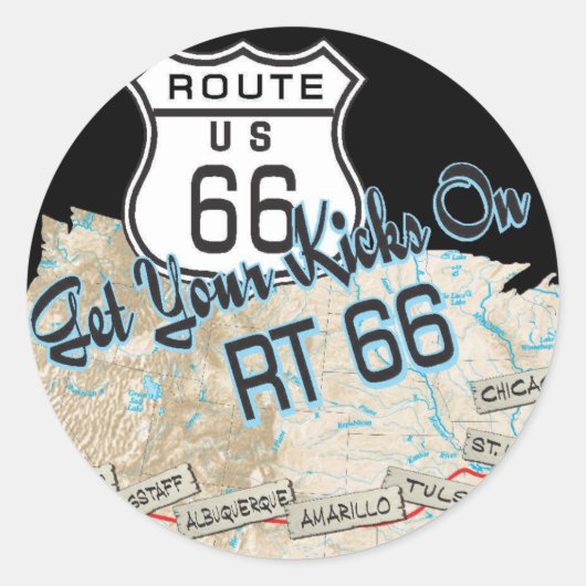 route 66 giften ronde sticker (Voorkant)