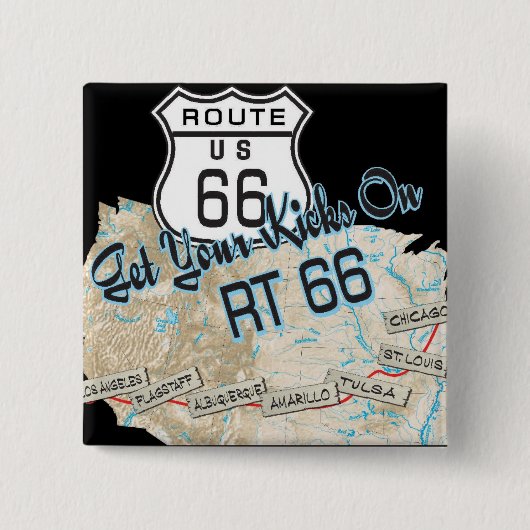route 66 giften vierkante button 5,1 cm (Voorkant)