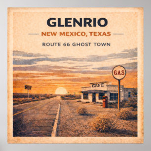 Route 66 Glenrio Geestenstad Erfgoed Poster