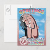 Route 66 Greetings Springfield Illinois Briefkaart (Voorkant / Achterkant)