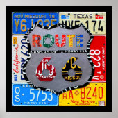 Route 66 Highway Sign License Bord Art Poster (Voorkant)