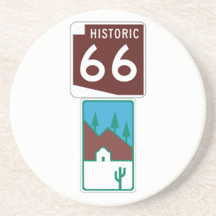 Route 66 - Historic 66 & Schilderachtig Road Zandsteen Onderzetter