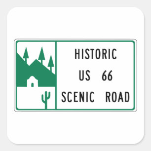 Route 66 - Historic US 66 Schilderachtig Road Vierkante Sticker
