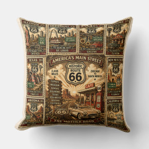 Route 66 Huisdecoratie Wegwijzer Stempel Kunst Kussen