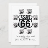 Route 66 Invitation d'anniversaire. (Devant / Derrière)