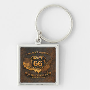 Route 66 Kaart Aandenken Mother Road Reis Cadeau Sleutelhanger