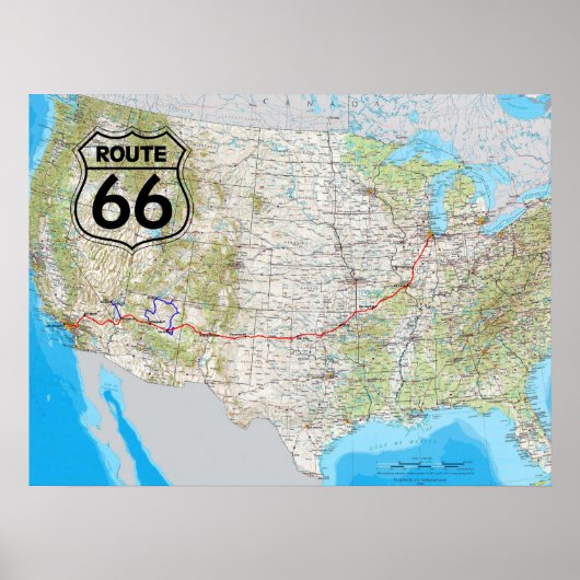 Route 66 Kaart Poster (Voorkant)