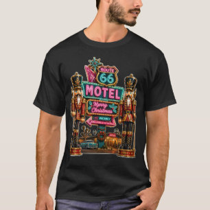 Route 66 Kerst Motel Notenkraker Neon T-shirt