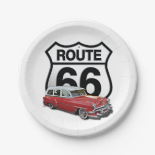 Route 66 Klassieke Auto Papieren Bordje