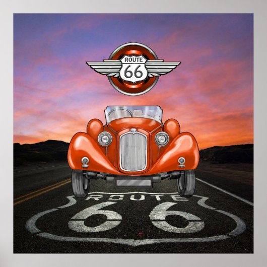 Route 66 -  - Klassieke auto - SRF Poster (Voorkant)