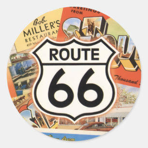 Route 66 Kleurrijk Ronde Sticker