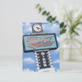 Route 66 Métro Diner Retro Neon Carte postale (Debout devant)