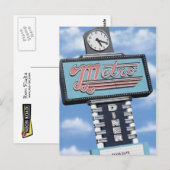 Route 66 Métro Diner Retro Neon Carte postale (Devant / Derrière)