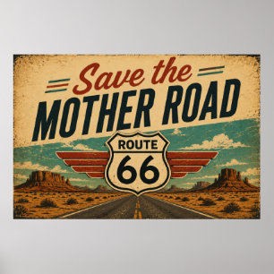 Route 66 Moederweg Woestijn Vista Poster