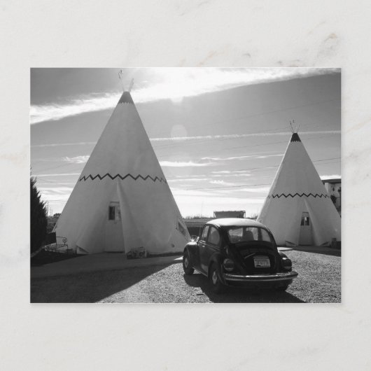 Route 66 Motel Black en White Briefkaart (Voorkant)