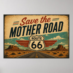 Route 66 Mother Road Woestijn Vista Poster