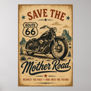 Route 66 Motorfiets Monument Valley Mother Road Poster