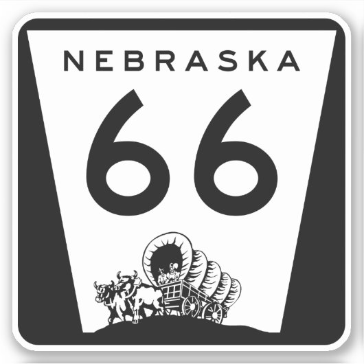 Route 66 Nebraska Reisbord Sticker (Voorkant)