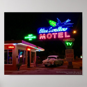 Route 66 Neon   Blauwe-slipmootel   Tucumcari, NM Poster