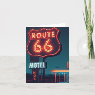 Route 66 Neon Motel Night Travel Art Feestdagen Kaart