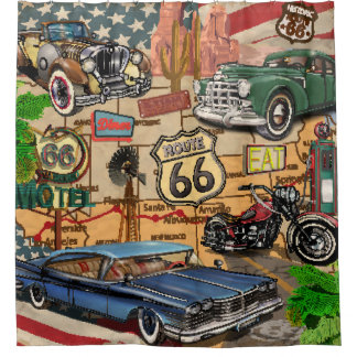  Route 66, nostalgisch poster. Douchegordijn