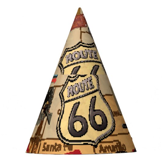 Route 66, nostalgisch poster. Feesthoedjes (Voorkant)