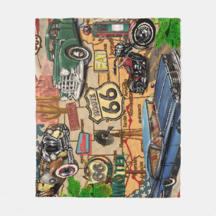 Route 66, nostalgisch poster. Fleece Deken