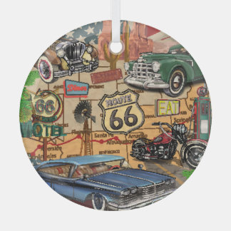 Route 66, nostalgisch poster. Glas Ornament