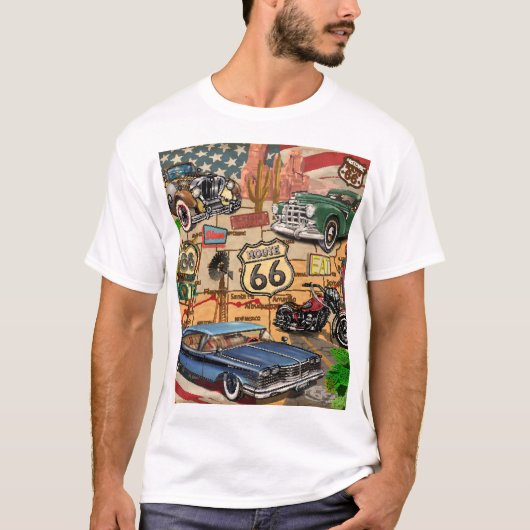  Route 66, nostalgisch poster. T-shirt (Voorkant)