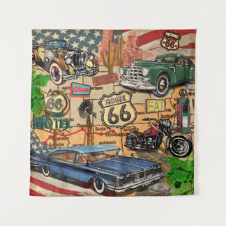 Route 66, nostalgisch poster. Wandkleed