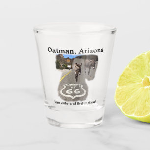 Route 66 Oatman Arizona Burros op de Street Glass Shot Glas