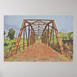 Route 66 Oklahoma Rock Creek Bridge Waterverf Poster
