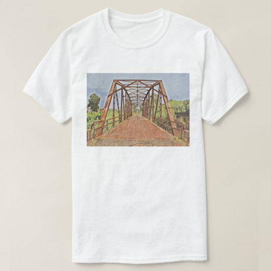 Route 66 Oklahoma Rock Creek Bridge Waterverf T-shirt (Design voorkant)