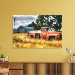 Route 66 Ophaaltruck Aquarel Kunstschilderij Canvas Afdruk