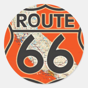 Route 66 Oranje Californië Ronde Sticker