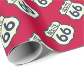 Route 66 Papier cadeau Vintage (Coin rond)