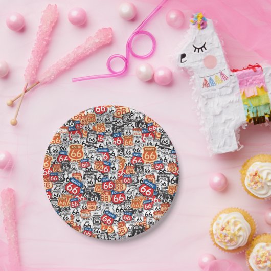 Route 66 papieren bordje (Feest)