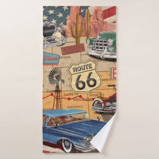  Route 66 poster. Badhanddoek (Badhanddoek)