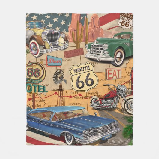 Route 66 poster. Fleece Deken (Voorkant)
