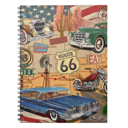  Route 66 poster. Notitieboek (Voorkant)