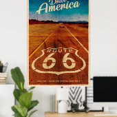  Route 66 Reisposter Poster (Thuiskantoor)