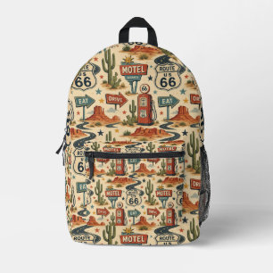 Route 66 Retro Motel Student Reisstijl Bedrukte Rugzak