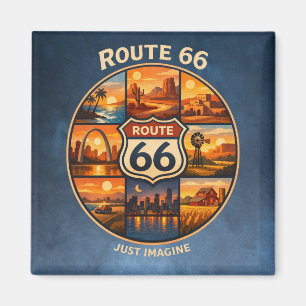 Route 66 Retro Reis Collage Kunst Magneet
