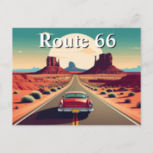 Route 66 Retro Vintage Car Desert Travel Briefkaart