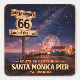 Route 66 Reuzenrad Reis Souvenir Vierkante Sticker