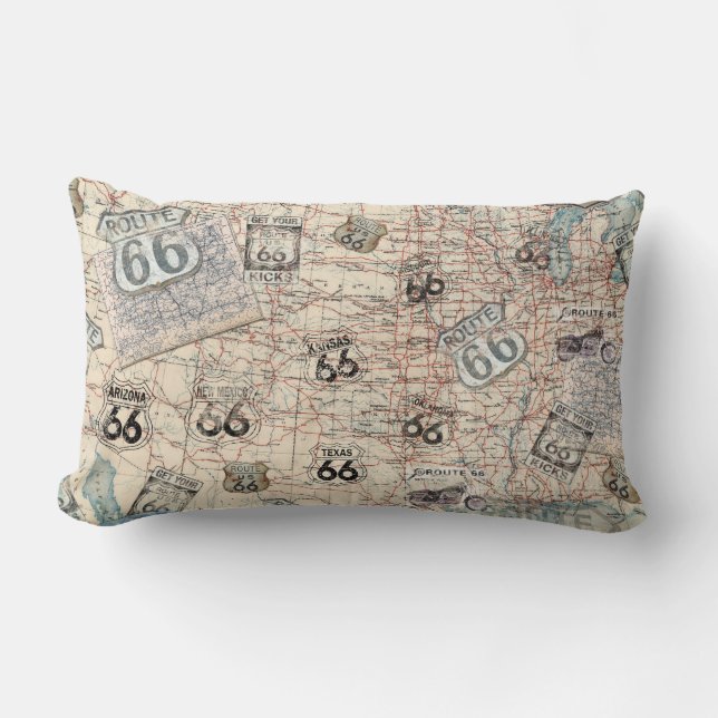 Route 66 Road Map Pillow Kussen (Voorkant)