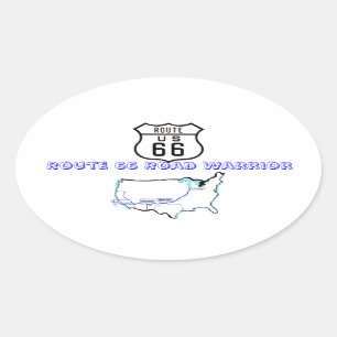 Route 66 Road Warrier Ovale Sticker