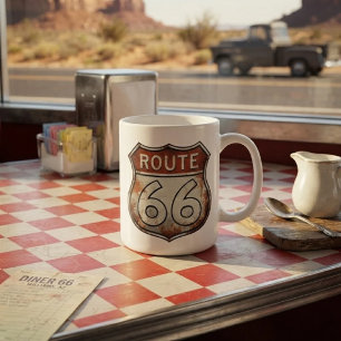 Route 66 Roestig Wegbord Koffiemok